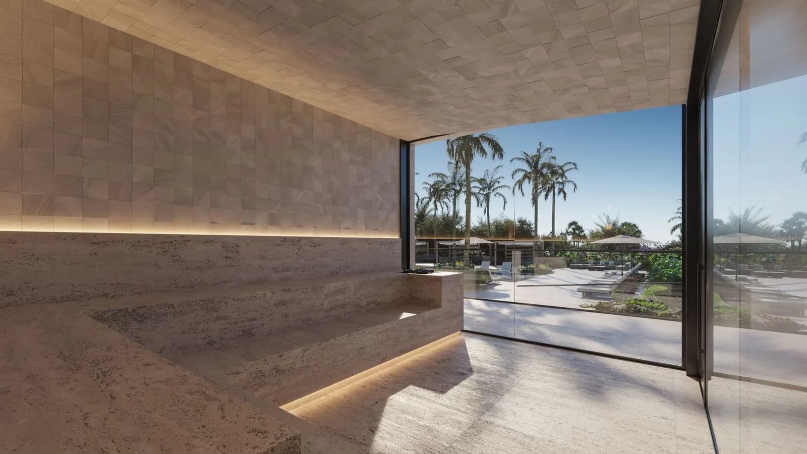 Sauna — estrutura de lazer do Jardins Residencial Resort, em Contagem