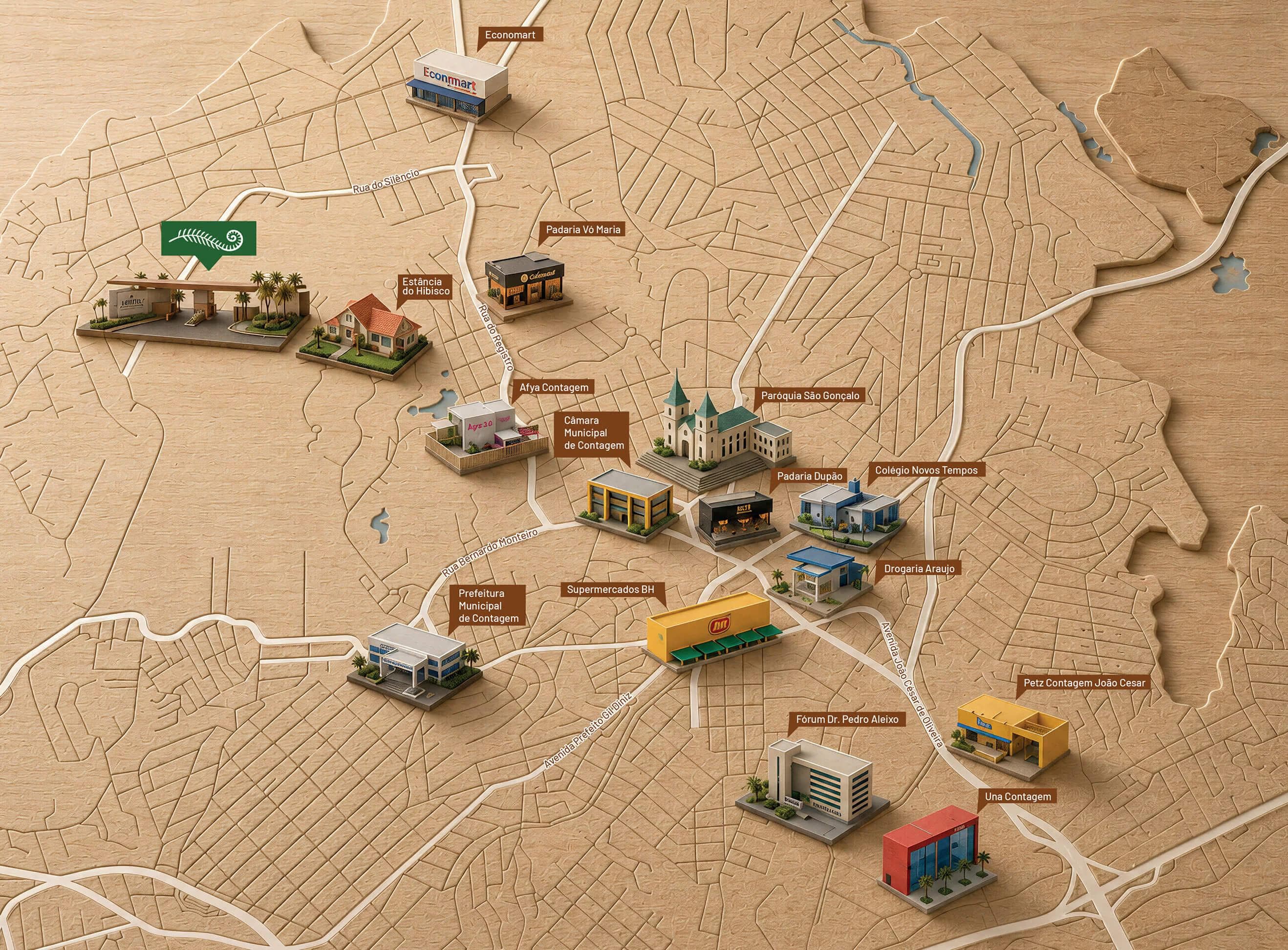 Mapa de localização do Jardins Residencial Resort, na Rua do Silêncio em Contagem